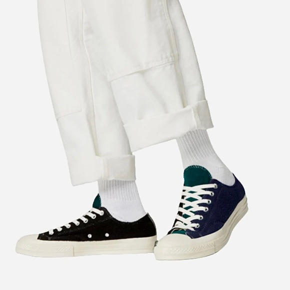 ✨New CONVERSE 70 Beyond Retro Fleece Colorblock Sneaker Black Blue Green Women 7 - Picture 13 of 13